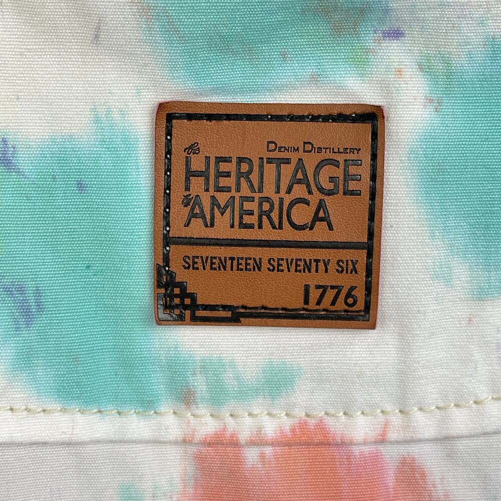 Denim Distillery Heritage America White Button Down Colorful Paint Pattern Shirt - Picture 7 of 16